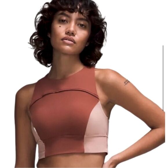 Lululemon 2 Hike To Swim Crop Top Sports Bra‎ Brown Tan Gorpcore Athletic New - Picture 1 of 7